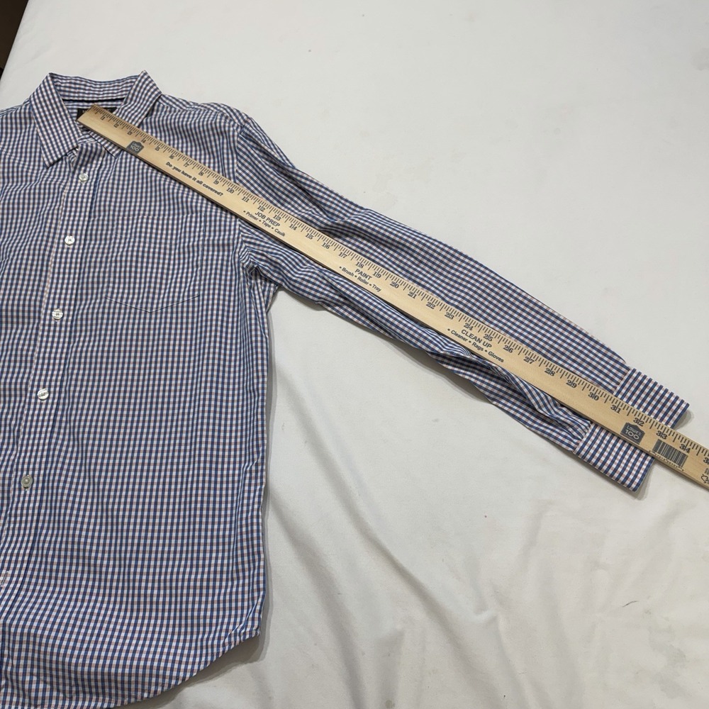 Banana Republic Non Iron Slim Fit Check Dress Shirt Mens Large Blue Orange - Picture 8 of 12